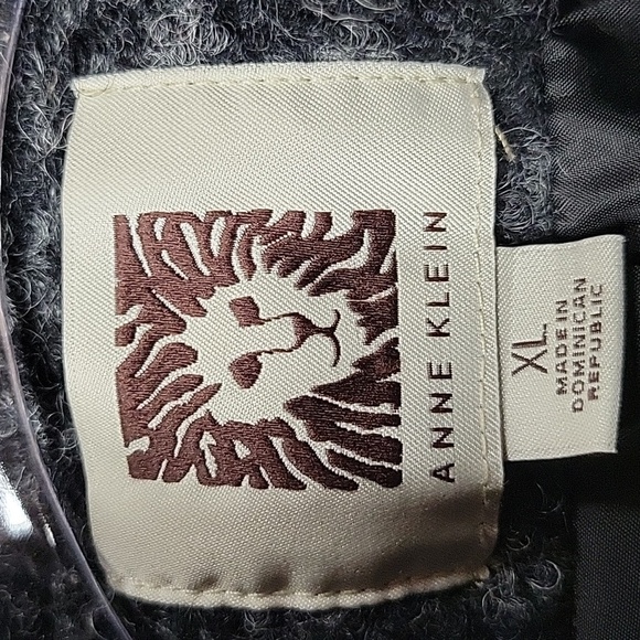 Anne Klein Funnel Neck Wool Blend Women's Black/Gray Textured Coat, Size XL - Picture 4 of 6